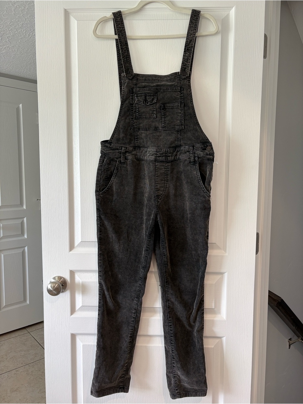 Free People Washed Black Denim Overalls